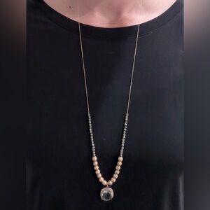 Elegant Gold and Gray Beaded Necklace